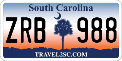 SC license plate ZRB988