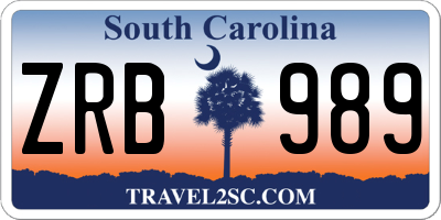 SC license plate ZRB989