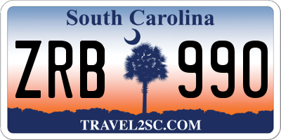 SC license plate ZRB990