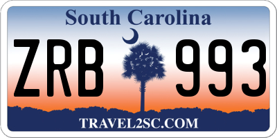 SC license plate ZRB993