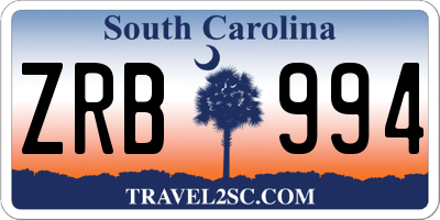 SC license plate ZRB994