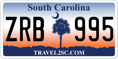 SC license plate ZRB995