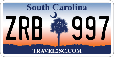 SC license plate ZRB997