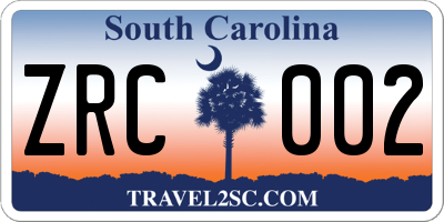 SC license plate ZRC002