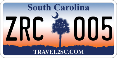 SC license plate ZRC005