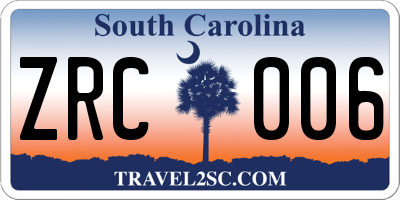 SC license plate ZRC006