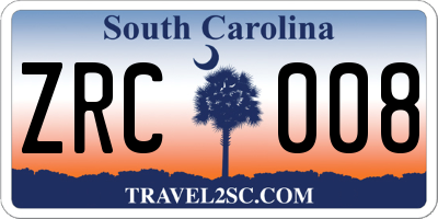 SC license plate ZRC008