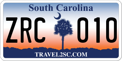SC license plate ZRC010