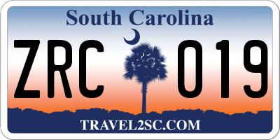 SC license plate ZRC019