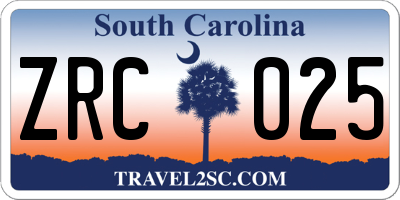 SC license plate ZRC025