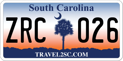 SC license plate ZRC026