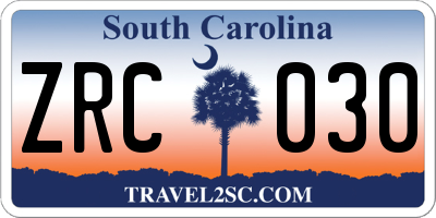 SC license plate ZRC030