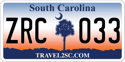 SC license plate ZRC033