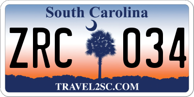 SC license plate ZRC034