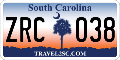 SC license plate ZRC038