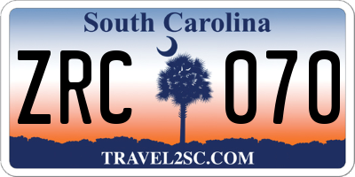 SC license plate ZRC070