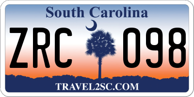 SC license plate ZRC098