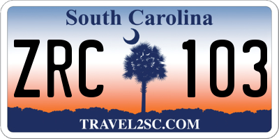 SC license plate ZRC103