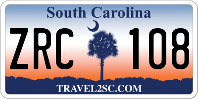 SC license plate ZRC108