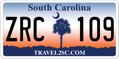SC license plate ZRC109