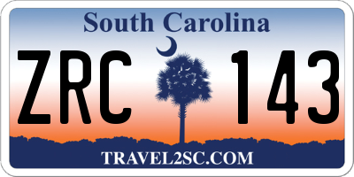 SC license plate ZRC143