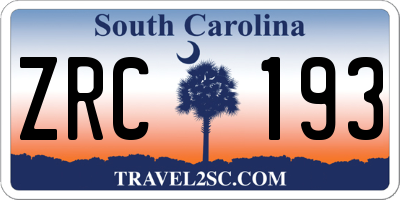 SC license plate ZRC193
