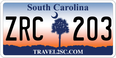 SC license plate ZRC203