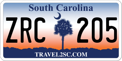 SC license plate ZRC205