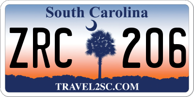 SC license plate ZRC206