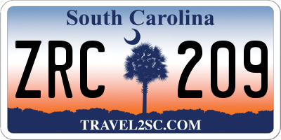 SC license plate ZRC209