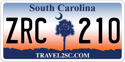 SC license plate ZRC210