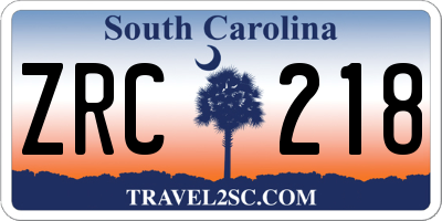 SC license plate ZRC218