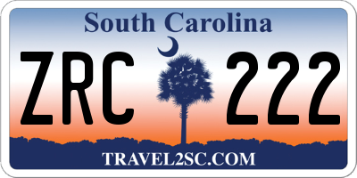 SC license plate ZRC222