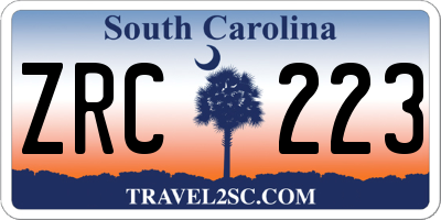 SC license plate ZRC223