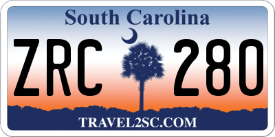 SC license plate ZRC280