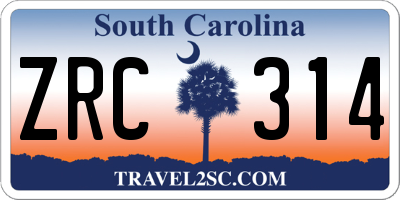 SC license plate ZRC314