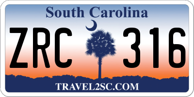 SC license plate ZRC316