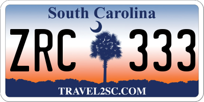 SC license plate ZRC333