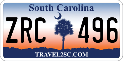 SC license plate ZRC496
