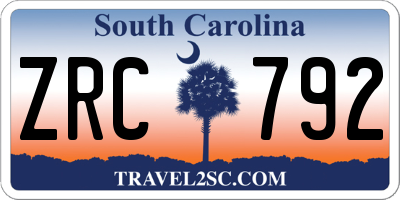 SC license plate ZRC792