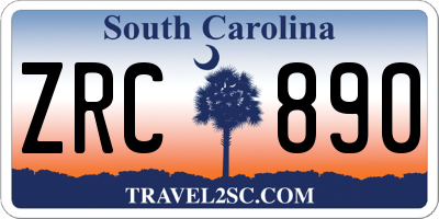 SC license plate ZRC890