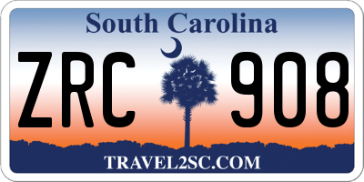 SC license plate ZRC908