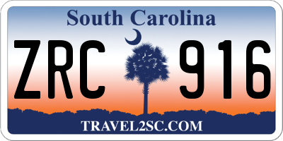 SC license plate ZRC916
