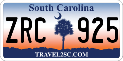 SC license plate ZRC925
