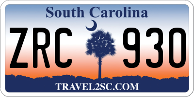 SC license plate ZRC930