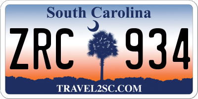 SC license plate ZRC934