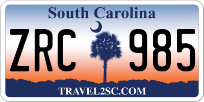 SC license plate ZRC985