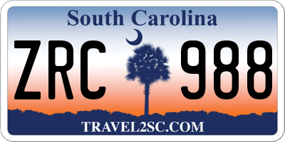 SC license plate ZRC988