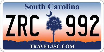 SC license plate ZRC992