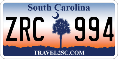 SC license plate ZRC994